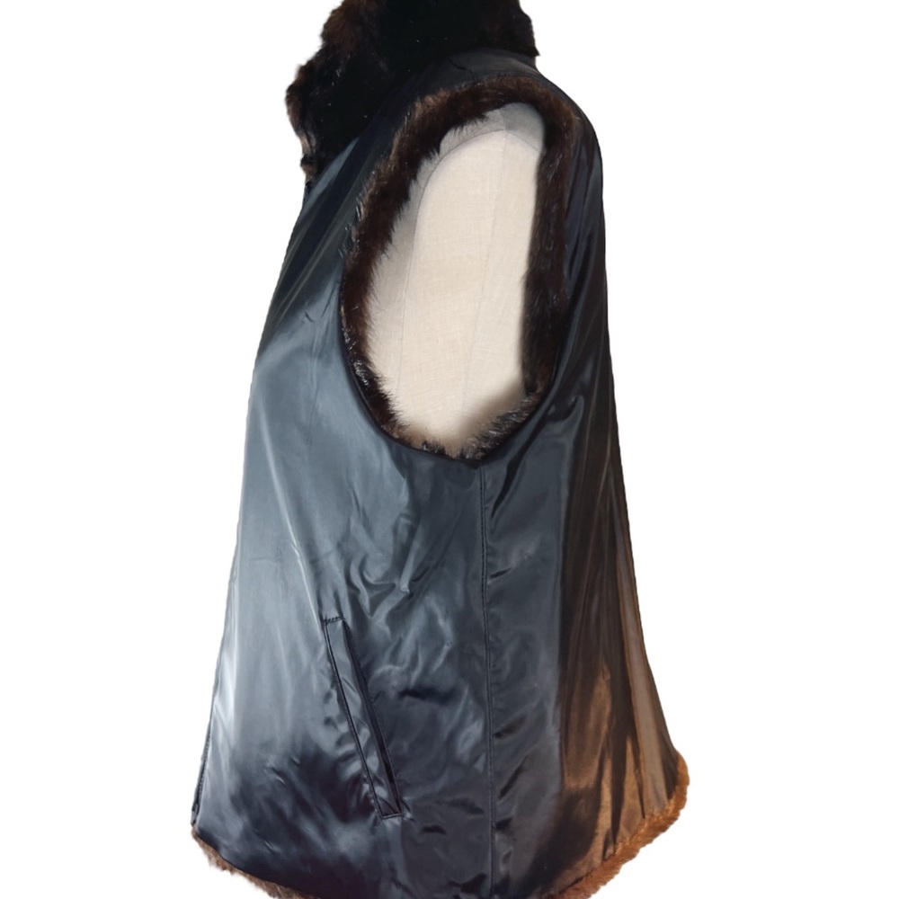 Glacca Faux Fur Reversible Vest Size L Brown and Black Mob Wife Vegan Fu… - Picture 11 of 11